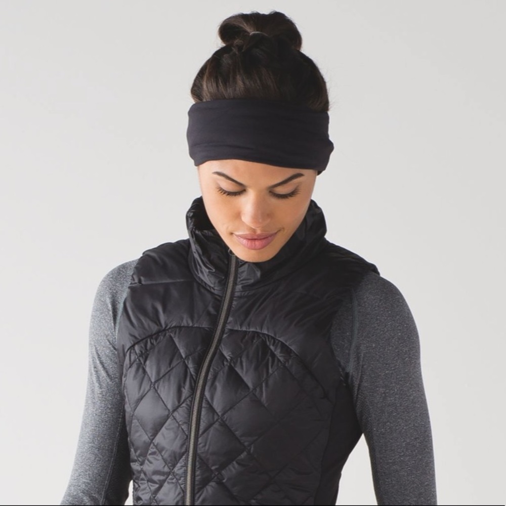 lululemon Top Knot Toque Running Headband Bun Hat Reflective Black